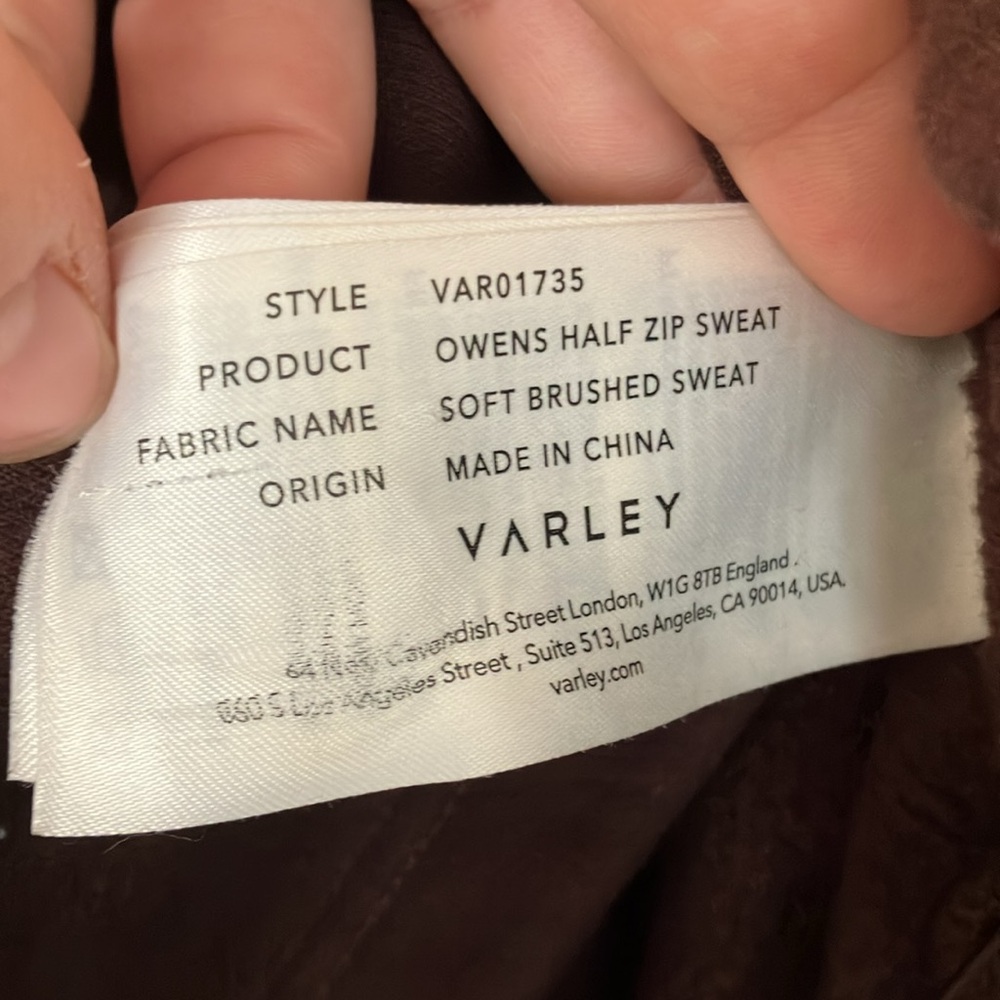 Varley Chocolate Brown Half Zip Owens Sweatshirt, M - Picture 7 of 8